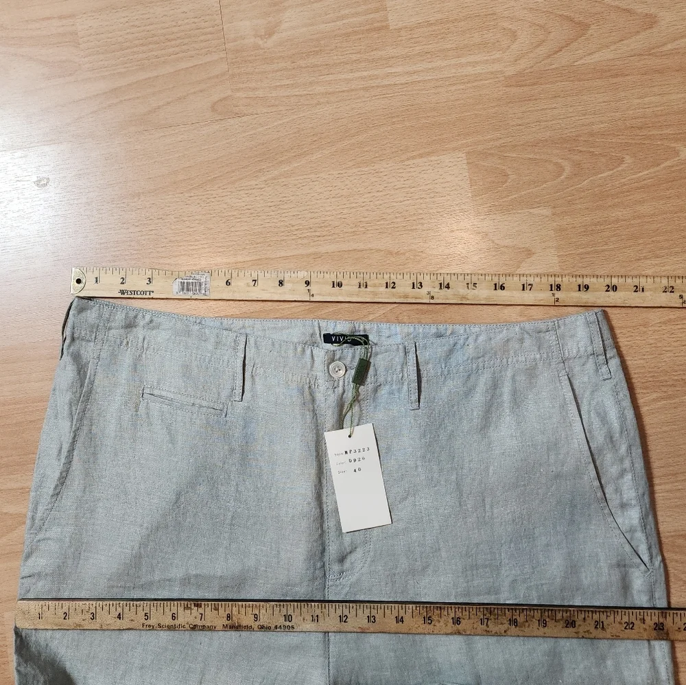 NWT Vivid 100% Linen Light Green Pants Size 40‎